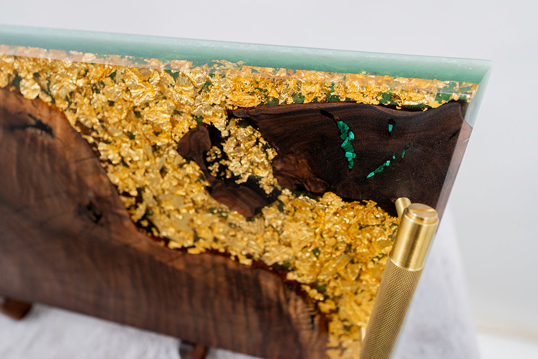 Walnut & Layered Resin Art Centerpiece (Forest)