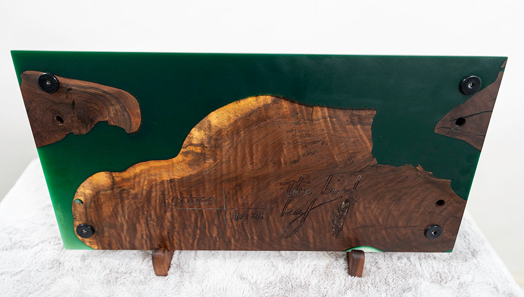 Walnut & Layered Resin Art Centerpiece (Forest)